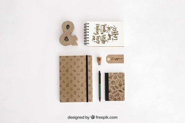 Top View Stationery Concept With Office Supplies Psd