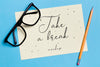 Top View Stationery Eyeglasses And Pencil With Mock-Up Psd