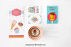 Top View Stationery Ice Cream Concept Psd