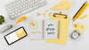 Top View Stationery Minimal Concept With Mock-Up Psd