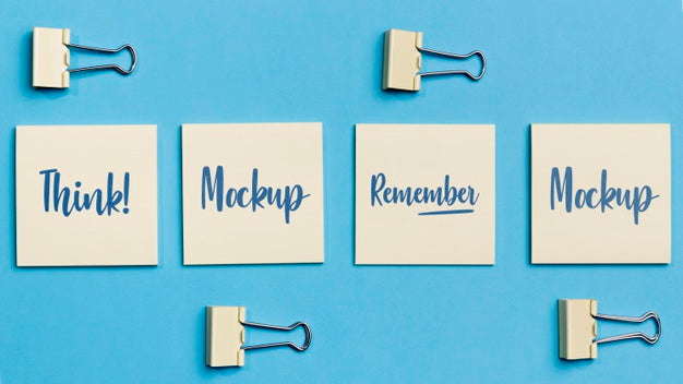 Top View Stationery Notes With Mock-Up Psd