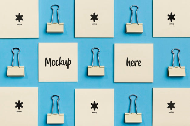 Top View Stationery Notes With Mock-Up Psd