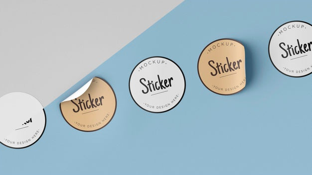 Top View Sticker Collection Mock Up Psd