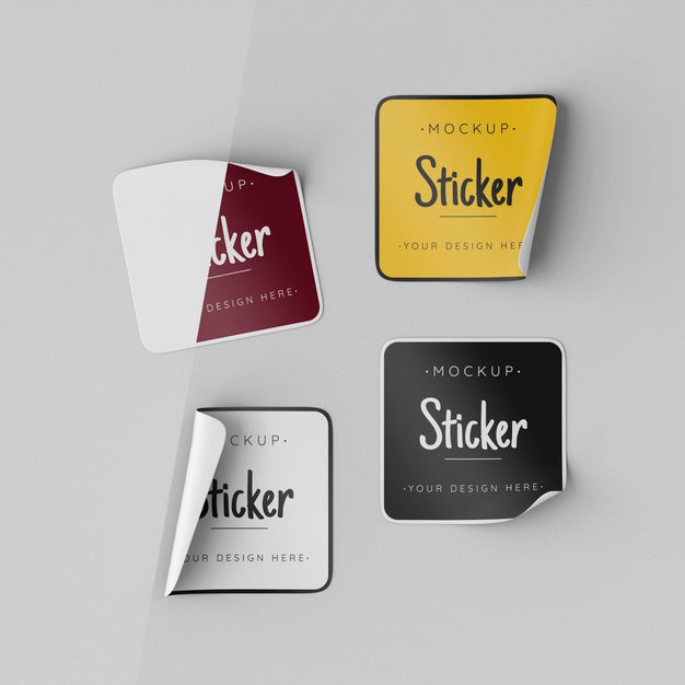Top View Sticker Collection Mock Up Psd