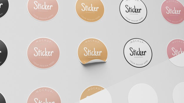 Top View Sticker Collection Mock Up Psd