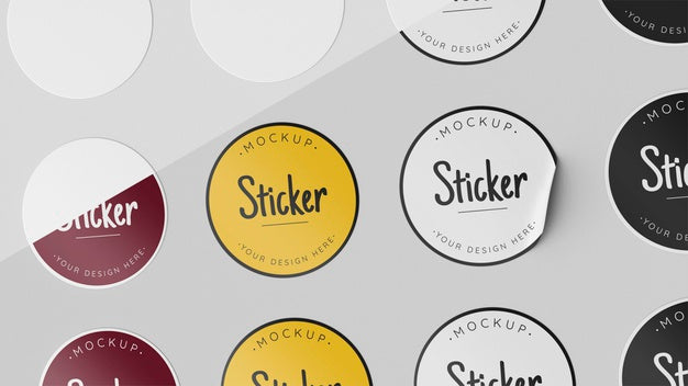 Top View Sticker Collection Mock Up Psd