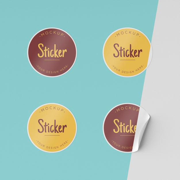 Top View Sticker Collection Mock Up Psd