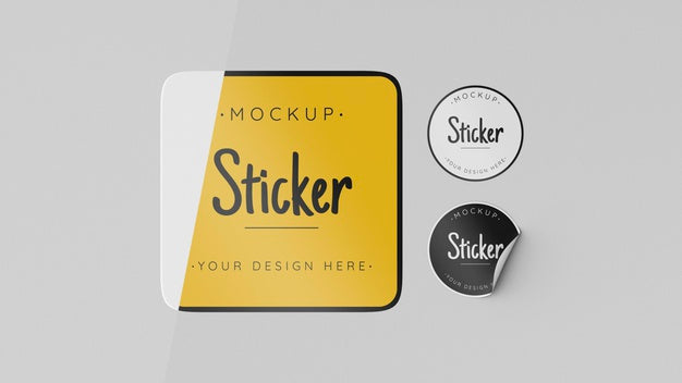 Top View Sticker Collection Mock Up Psd