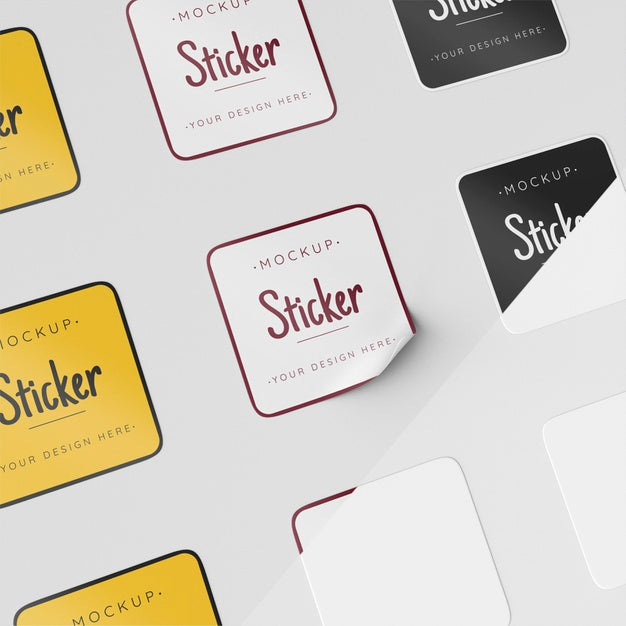 Top View Sticker Collection Mock Up Psd