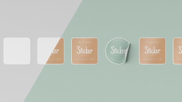 Top View Sticker Collection Mock Up Psd
