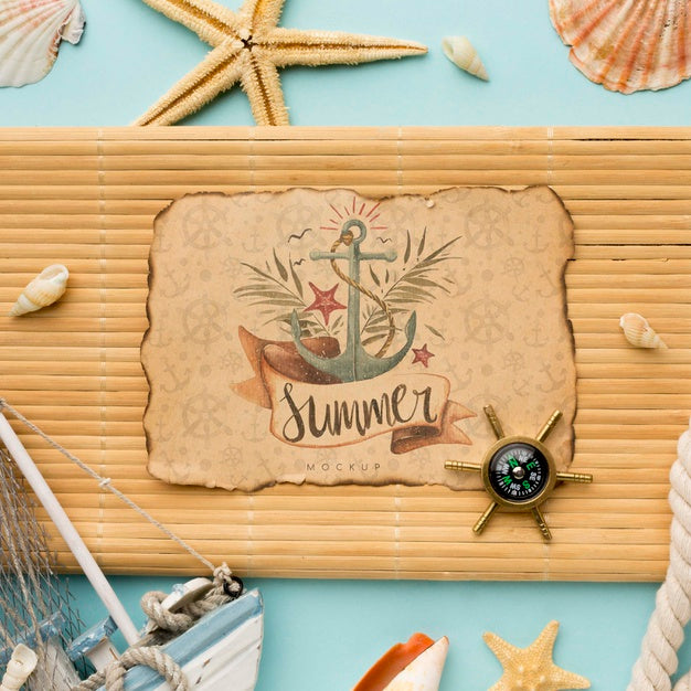 Top View Summer Items Arrangement Psd