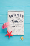 Top View Summer Notepad With Cocktail Umbrella Psd