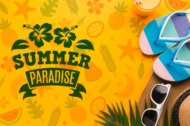 Top View Summer Paradise Mock-Up Concept Psd