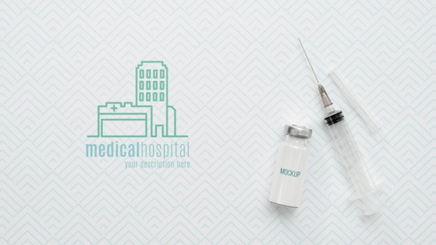Top View Syringe With Vial Arrangement Psd
