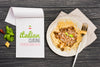 Top View Tasty Pasta And Notebook Psd
