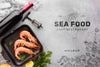 Top View Tasty Sea Food Arrangement With Mock-Up Psd