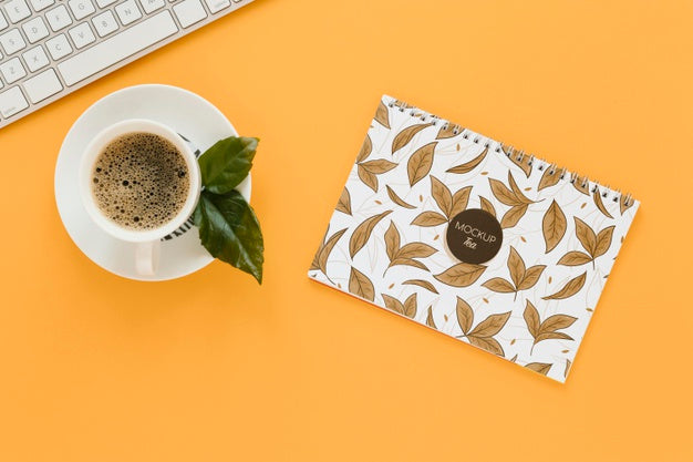 Top View Tea Cup On Table Psd