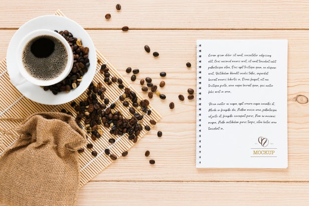 Top View Tea Cup On Table Psd