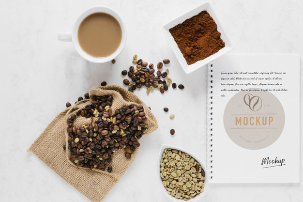 Top View Tea Cup On Table Psd