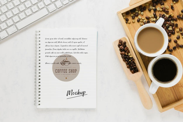 Top View Tea Cup On Table Psd