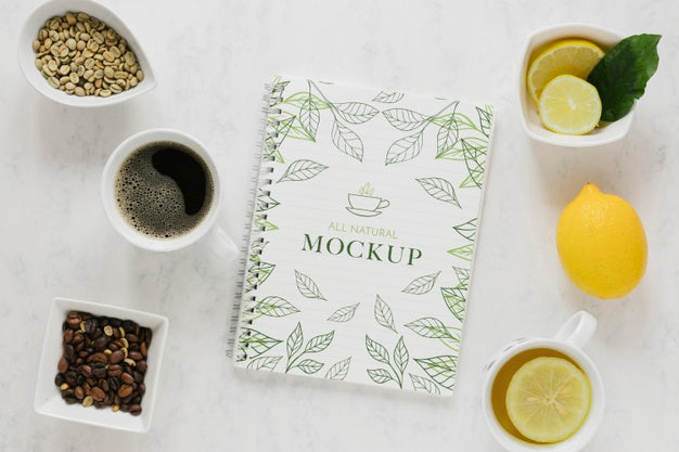 Top View Tea Cup On Table Psd