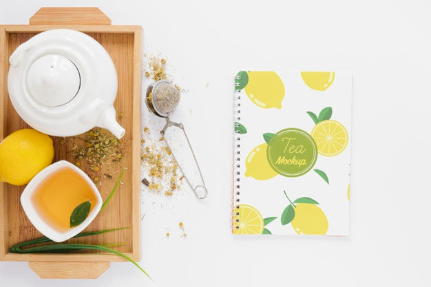 Top View Tea Cup On Table Psd