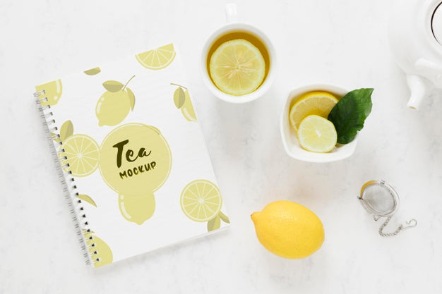 Top View Tea Cup On Table Psd