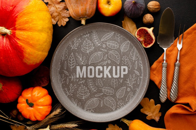 Top View Thanksgiving Food Arrangement Psd