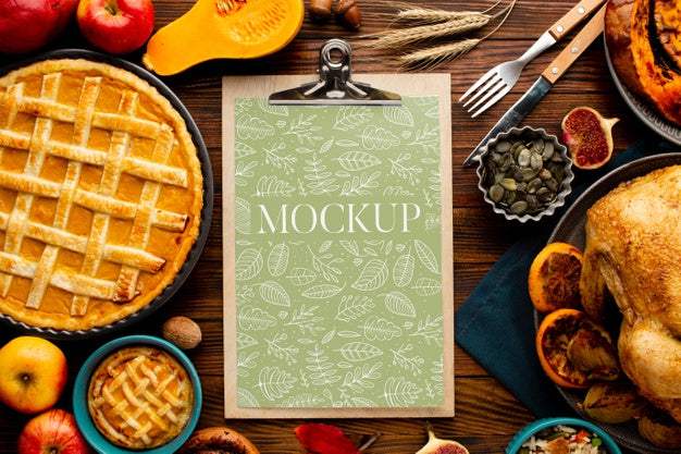 Top View Thanksgiving Food Arrangement Psd