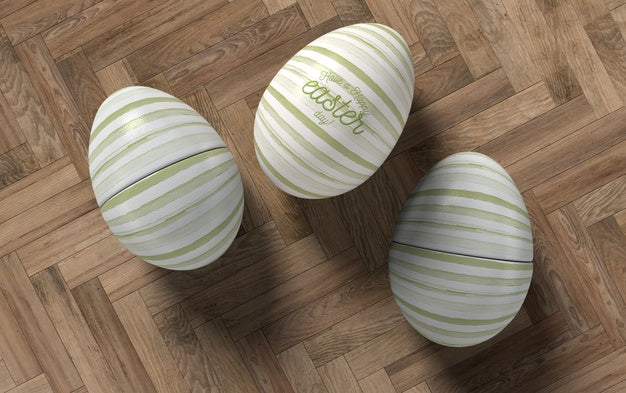 Top View Three Eggs On Table Psd