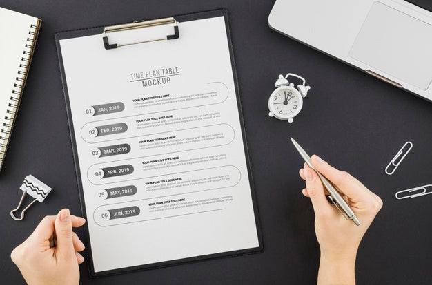 Top View Time Plan Timetable With Mock-Up Psd