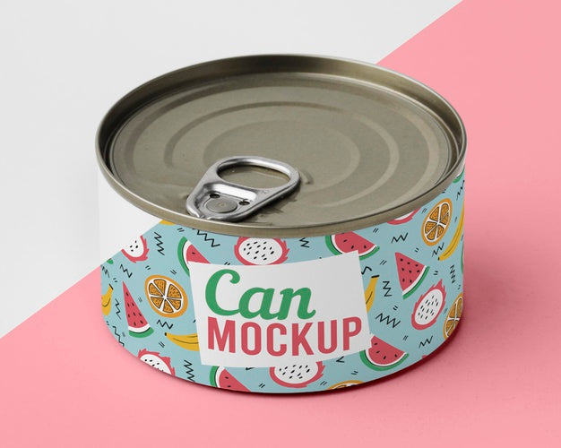 Top View Tin Can On Table Psd