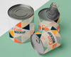Top View Tin Cans And An Opened One Psd