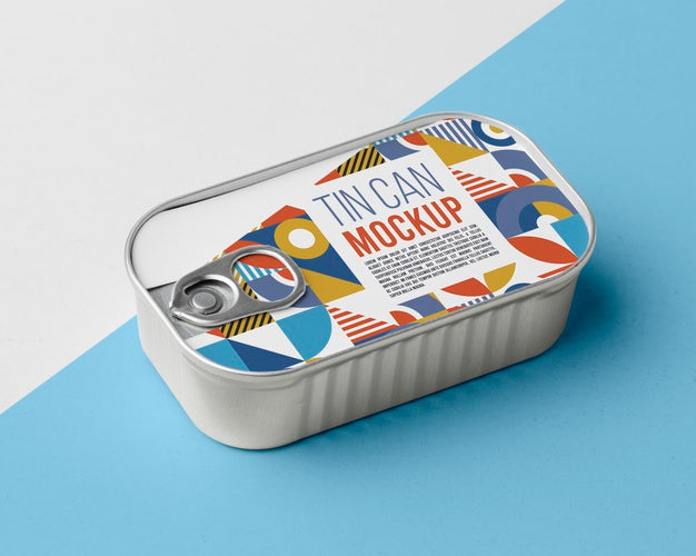Top View Tin Cans Arranged On Table Psd