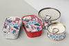 Top View Tin Cans On Table Psd