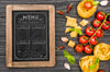 Top View Tomatoes And Pasta Arrangement Psd