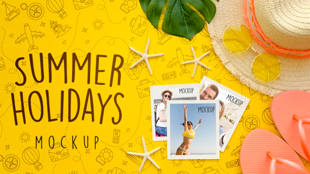 Top View Travel Concept With Flip Flops Psd