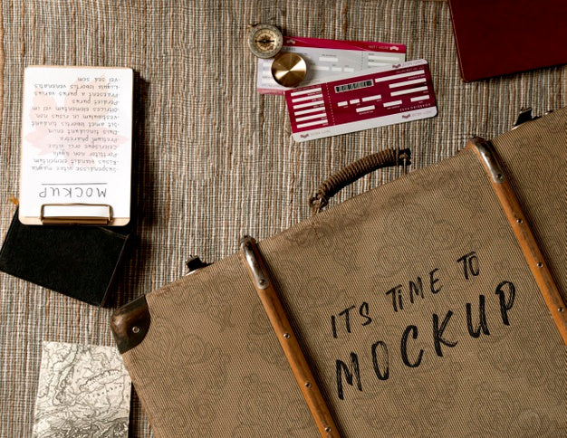 Top View Travel Items Mock-Up Psd