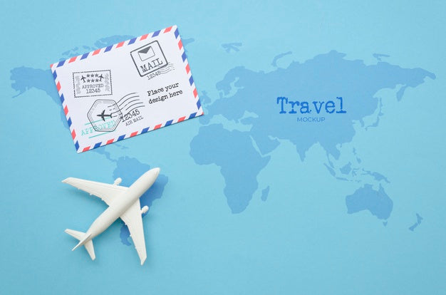 Top View Travelling Plane With Envelope Psd
