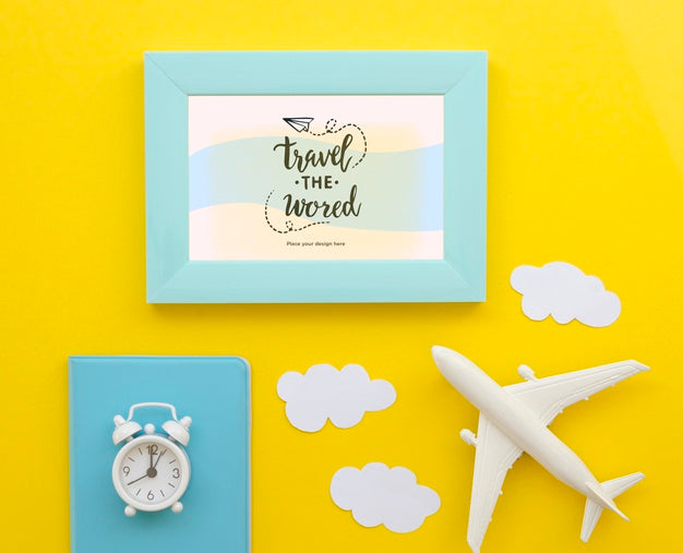 Top View Travelling The World Plane Psd