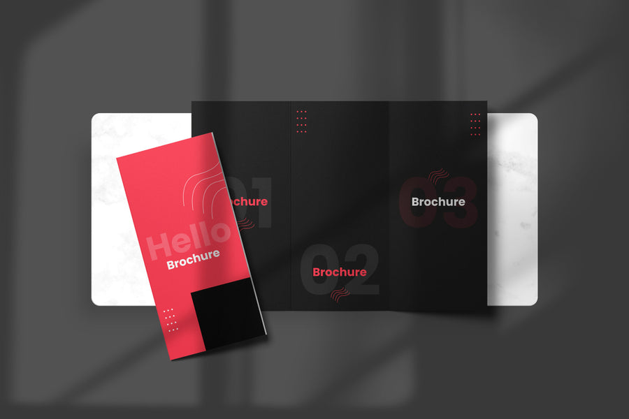 Top View Tri-Fold Brochure Mockup
