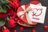 Top View Valentine'S Day Candies And Roses With Mock-Up Letter Psd
