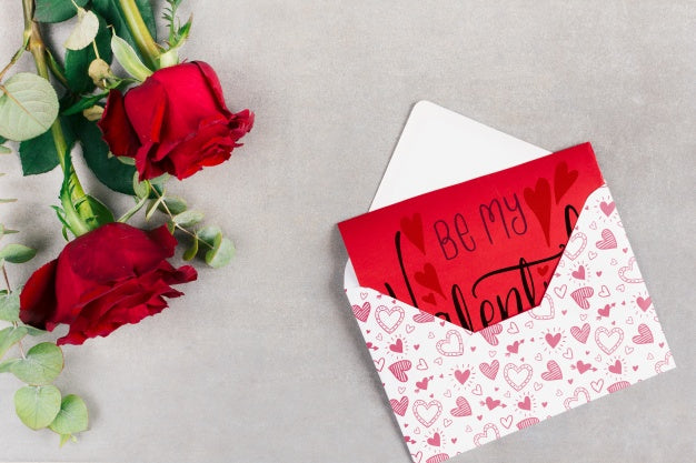 Top View Valentines Day Card Mockup Psd