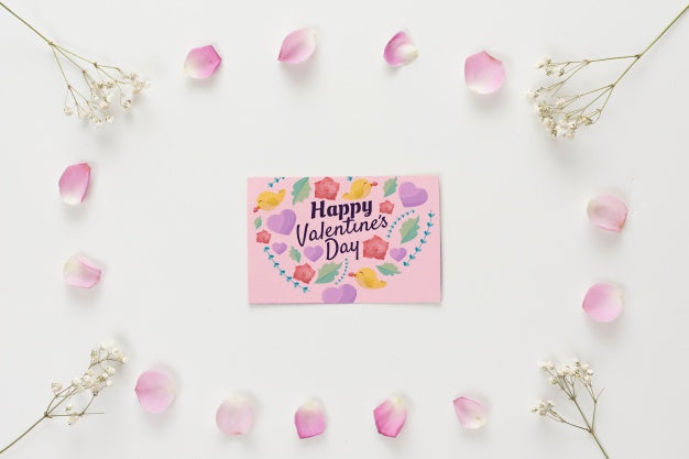 Top View Valentines Day Card Mockup Psd