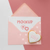 Top View Valentine'S Day Cookie With Mock-Up Letter Psd
