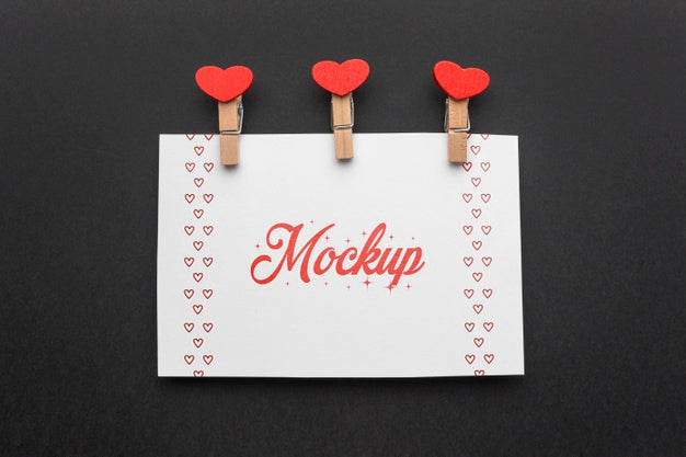 Top View Valentine'S Day Mock-Up Rectangle Card Psd