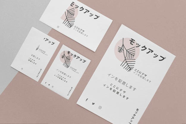Top View Various Asian Mock-Up Document Psd