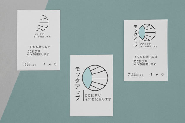 Top View Various Japanese Mock-Up Document Psd