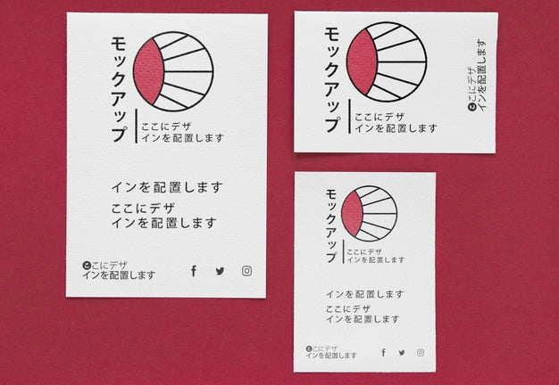 Top View Various Japanese Mock-Up Document Psd