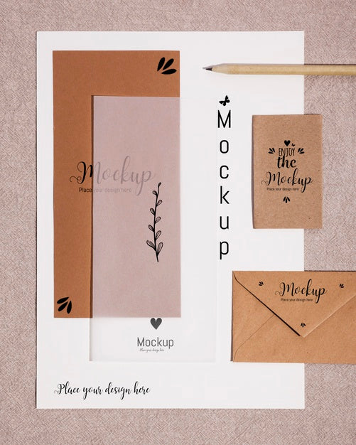 Top View Various Stationery Paper And Envelopes Psd